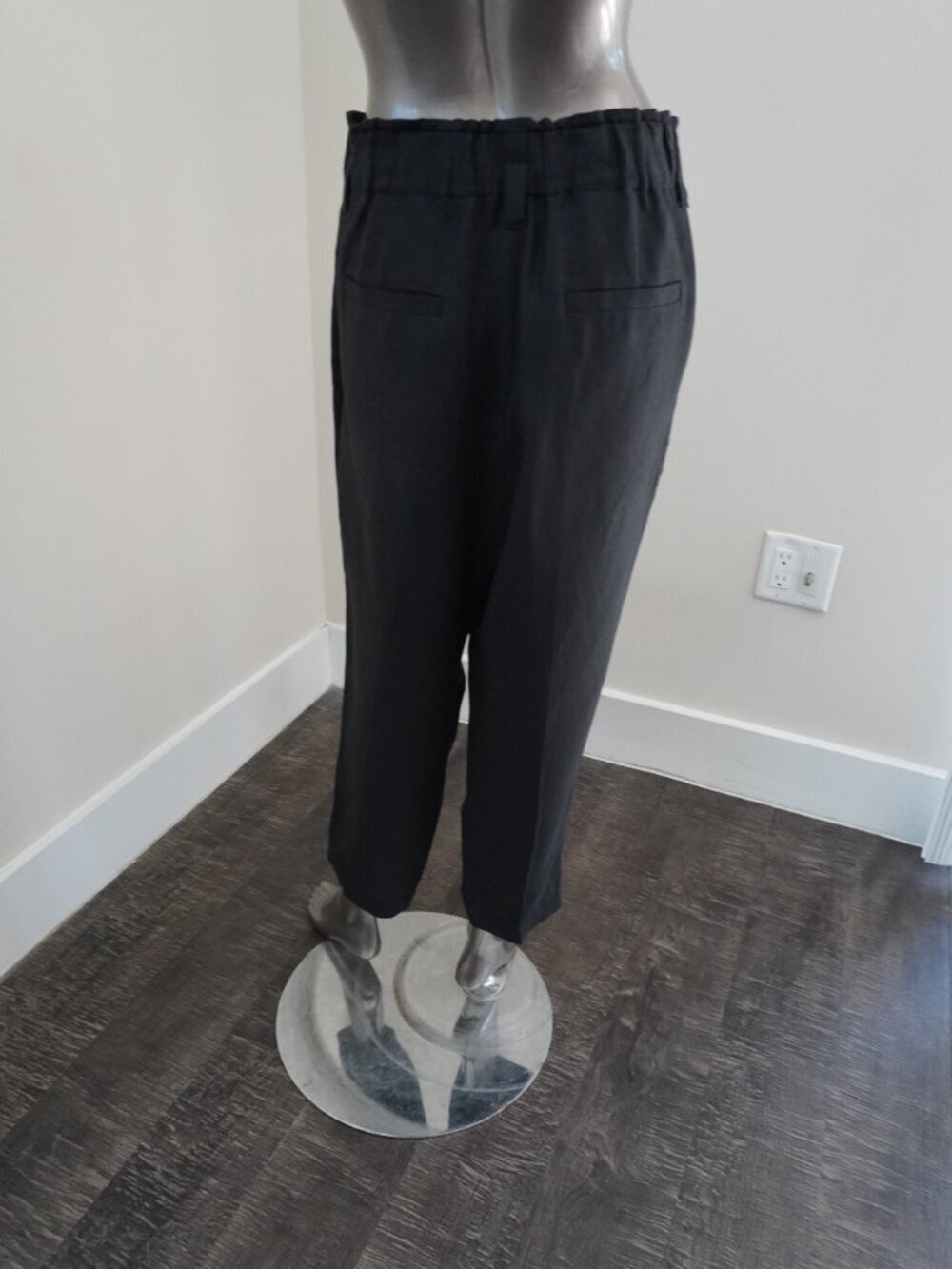 Brunello Cucinelli Black Pants Relax Elastic Waist 33x23 Viscose Linen Size 10 - Picture 4 of 9